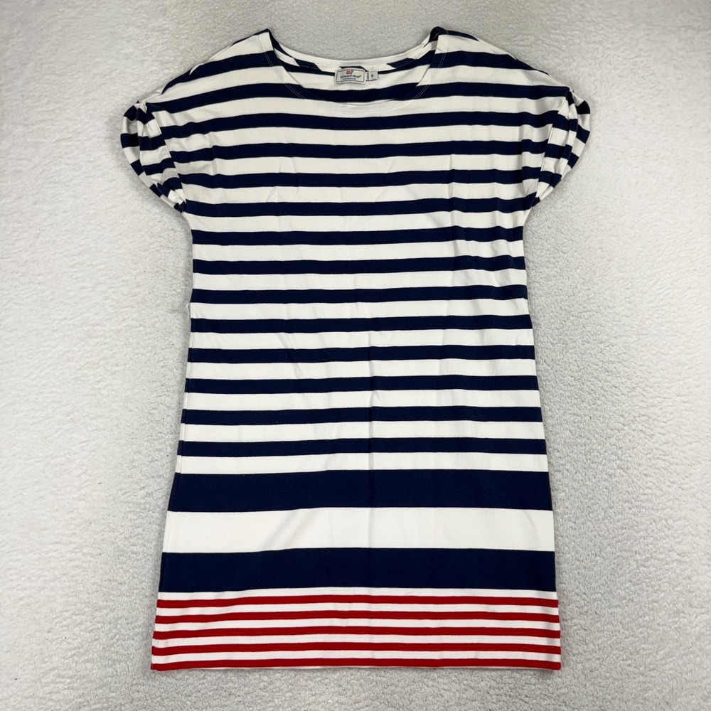 Vineyard Vines Performance Red White Blue Striped Shift Dress Medium Tshirt